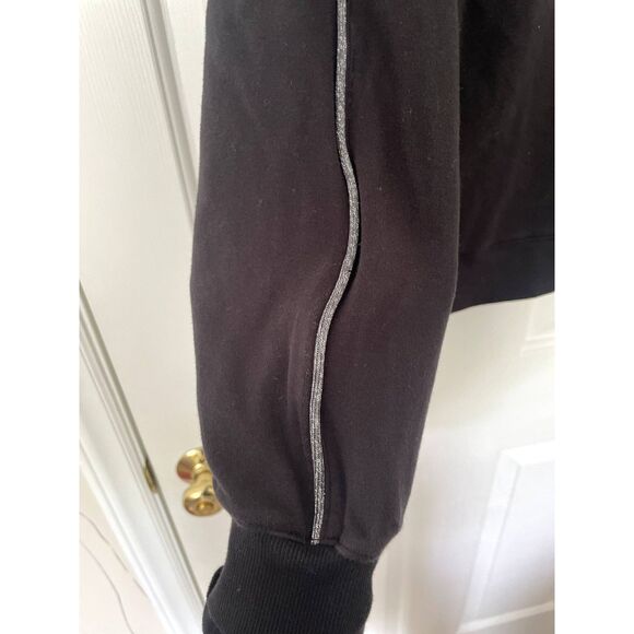 Champion Hooded Zip Up Jacket Black Silver Metallic Pipeline Detail Size Medium - Picture 4 of 8